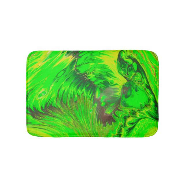 Tapis De Bain Art Fluide Acrylique Vert Sauvage Abstrait (Devant)