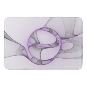Tapis De Bain Art fractal abstrait moderne lavande gris