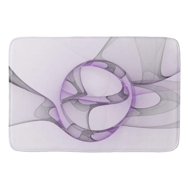 Tapis De Bain Art fractal abstrait moderne lavande gris (Devant)
