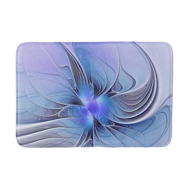 Tapis De Bain Art fractal moderne abstrait bleu lavande (Devant)