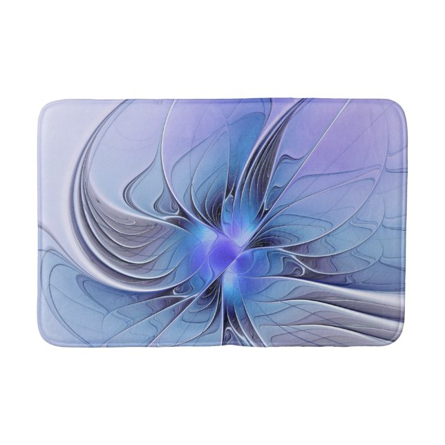 Tapis De Bain Art fractal moderne abstrait bleu lavande (Devant)