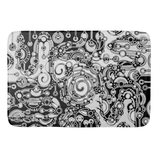 Tapis De Bain Art Géométrique Noir Et Blanc 3 (Devant)