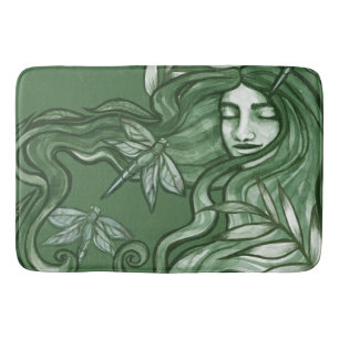 Tapis De Bain Art Goddess Libellule Verte Libellules