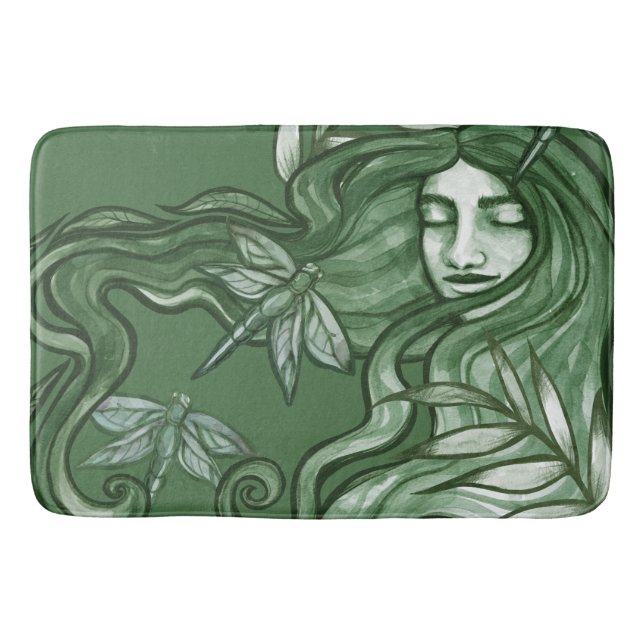 Tapis De Bain Art Goddess Libellule Verte Libellules (Devant)