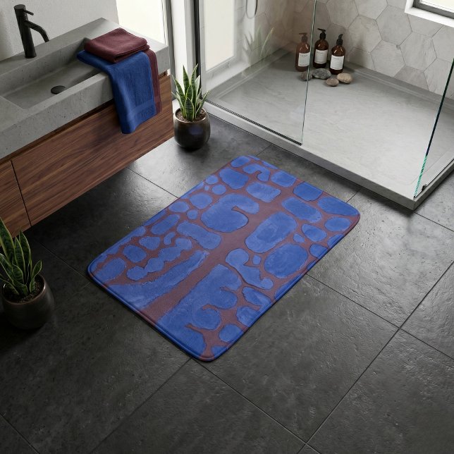 Tapis De Bain Art Moderne Abstrait Bleu de Nuit (Créateur téléchargé)