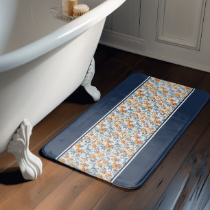 Tapis De Bain Art Nouveau California Poppies Navy Banded