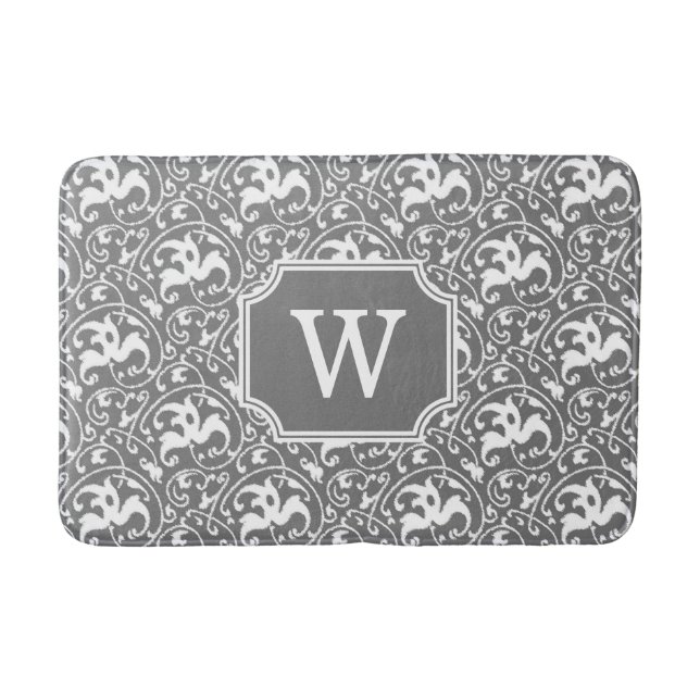 Tapis De Bain Art Nouveau Ikat - gris / gris / blanc (Devant)