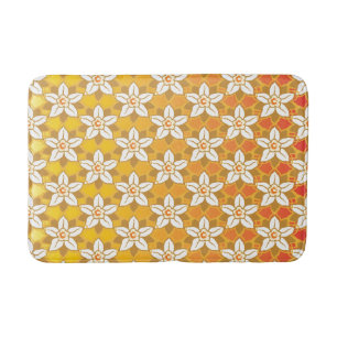 Tapis De Bain Art Nouveau jaune Jonquil papier peint fleuri damé
