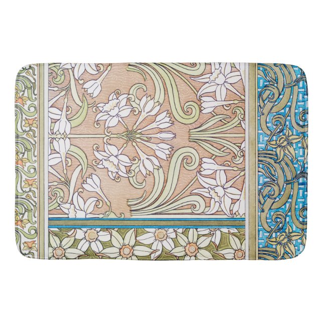 Tapis De Bain Art nouveau jonquille Verneui textile floral art (Devant)