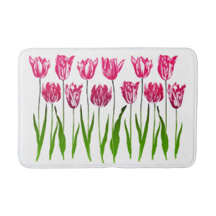 Tapis De Bain Art Nouveau Tulip Damask, Coral Orange et Beige B
