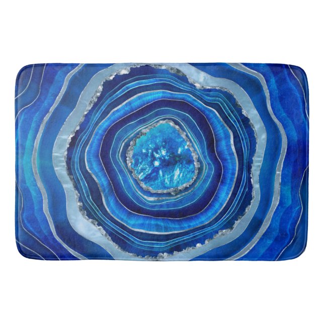 Tapis De Bain Art numérique géographique de la marine Blue Agate (Devant)