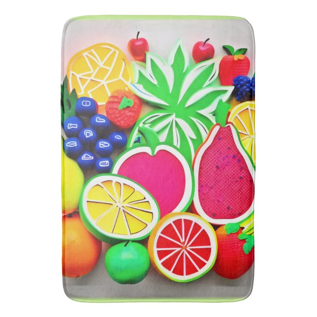 Tapis De Bain Art Pop Fruit Coloré (devant Vertical)