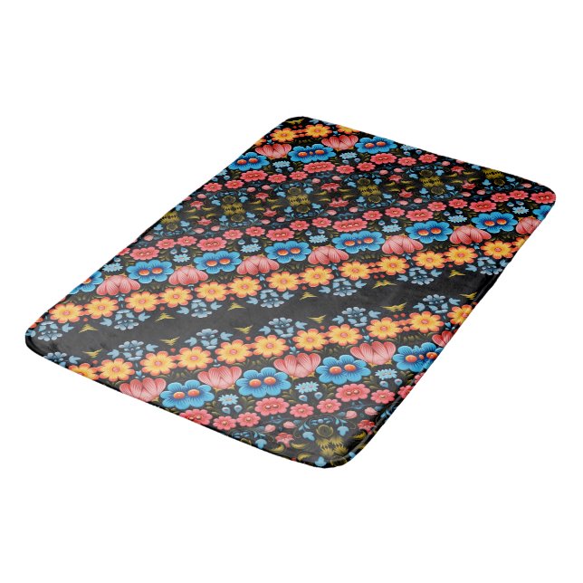 Tapis De Bain Art populaire Charme floral (Angle)
