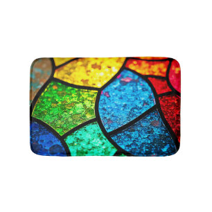 Tapis De Bain Art texturé de verre coloré vibrant