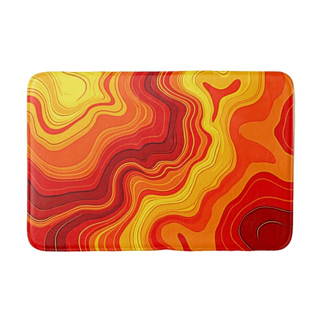 Tapis De Bain Art topographique abstrait enflammé (Devant)