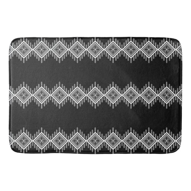 Tapis De Bain Art tribal noir et blanc (Devant)