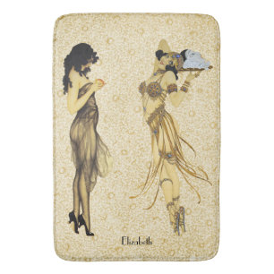 Tapis De Bain Art vintage de deux style floral de Nouveau de