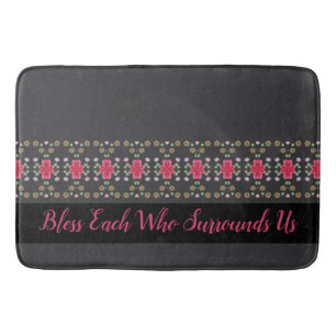 Tapis De Bain Artsy Fuchsia Rose Accent Floral Avec Vert