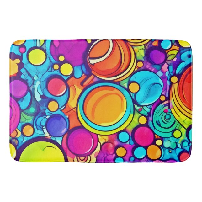 Tapis De Bain Artwork de bulles Abstraites dynamiques (Devant)
