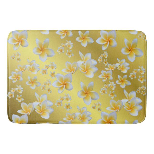 Tapis De Bain asiatique, jaune, blanc, floraison, brillant, or,  (Devant)