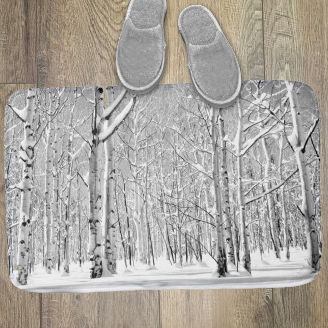 Tapis De Bain Aspen Tours Monochrome dans la neige hivernale (Créateur téléchargé)