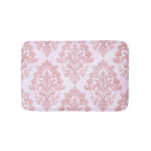 Tapis De Bain Assez en rose motif de damas victorien aquarelle