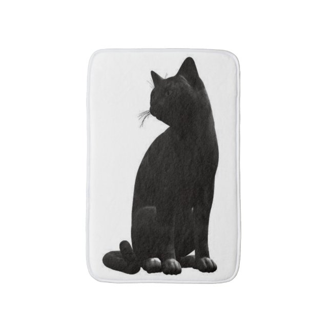 Tapis De Bain Assis Chat noir Mat (Devant (Vertical))