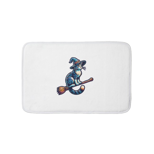 Tapis De Bain Assistant Chat Halloween sorcière Amoureux de les  (Devant)