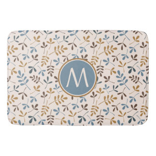 Tapis De Bain Astd Feuille Rpt Ptn Bls Brwn Gld Crm (Personnalis