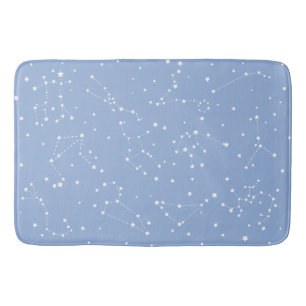 Tapis De Bain Astrologie Pastel Bleu Étoiles Constellation