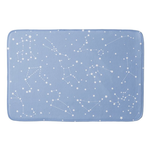 Tapis De Bain Astrology Pastel Blue White Stars Constellation (Devant)