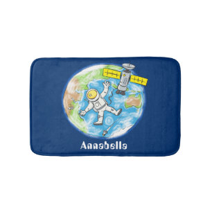 Tapis De Bain Astronaute drôle dans l'espace et dessin animé de