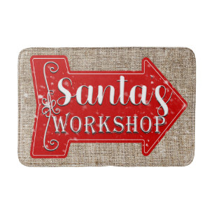 Tapis De Bain Atelier du Père Noël Flèche Rustique Noël Fêtes