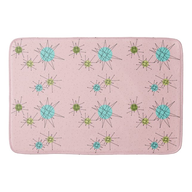 Tapis de bain atomique iconique rose de Starbursts (Devant)