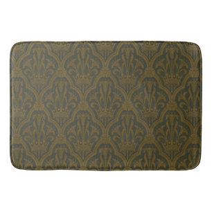 Tapis De Bain Audsley Or vintage doré lily couronne vert damas d