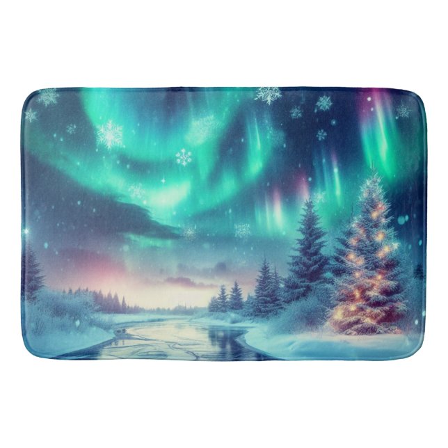 Tapis De Bain aurora borealis/Noël/hiver (Devant)