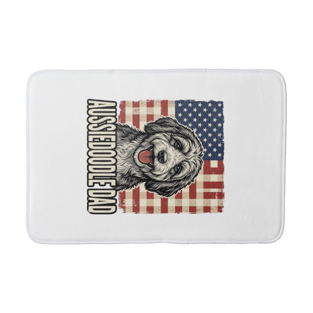 Tapis De Bain Aussiedoodle Dad Patriotic Vintage Dog Shirt Desig (Devant)
