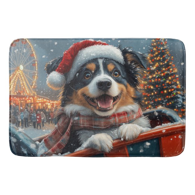Tapis De Bain Australie Berger Dog Roller Dessous de verre Noël (Devant)