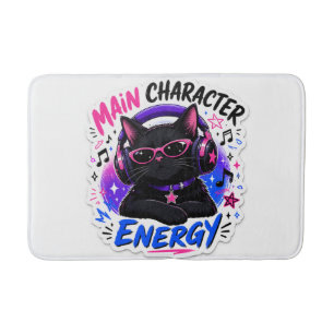 Tapis De Bain Autocollant de chat noir à l'énergie de personnage