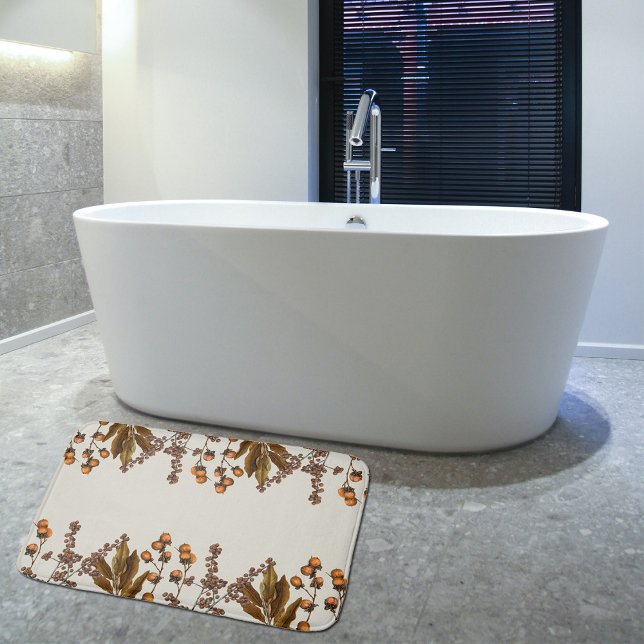 Tapis De Bain Automne Automne Aquarelle Feuilles de feuillage (Autumn Fall Watercolor Foliage Leaves Bath Mat)