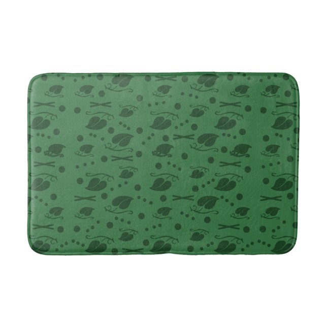 Tapis De Bain Automne Feuilles Motif Vert foncé (Devant)