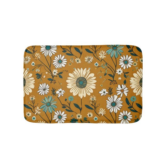 Tapis De Bain Automne Retro Boho Mustard Motif (Devant)