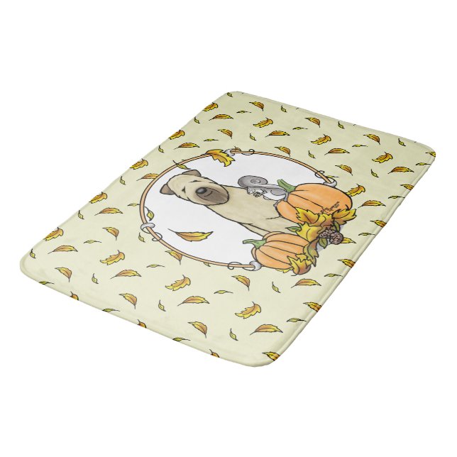 Tapis De Bain Automne Roue Terrier (blé 1b2) Citrouille mignon (Angle)