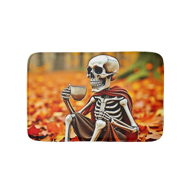 Tapis De Bain Automne Skeleton Café Break Design (Devant)