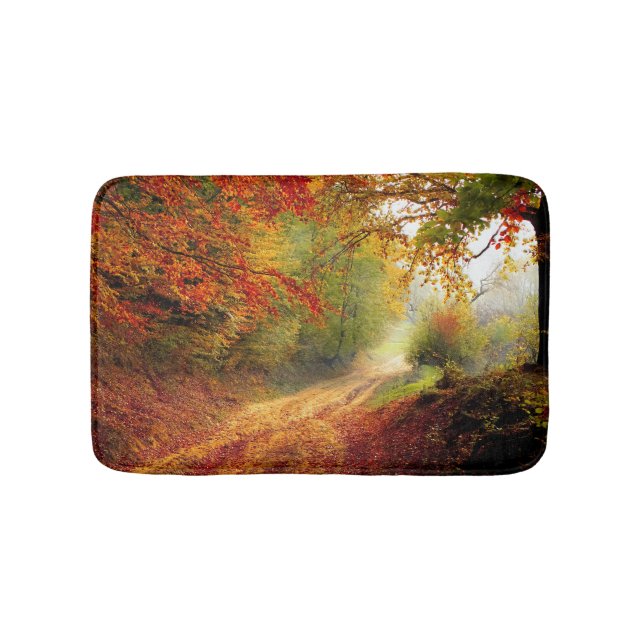 Tapis De Bain Autumn Leaves and Trees Covering Dirt Road (Devant)