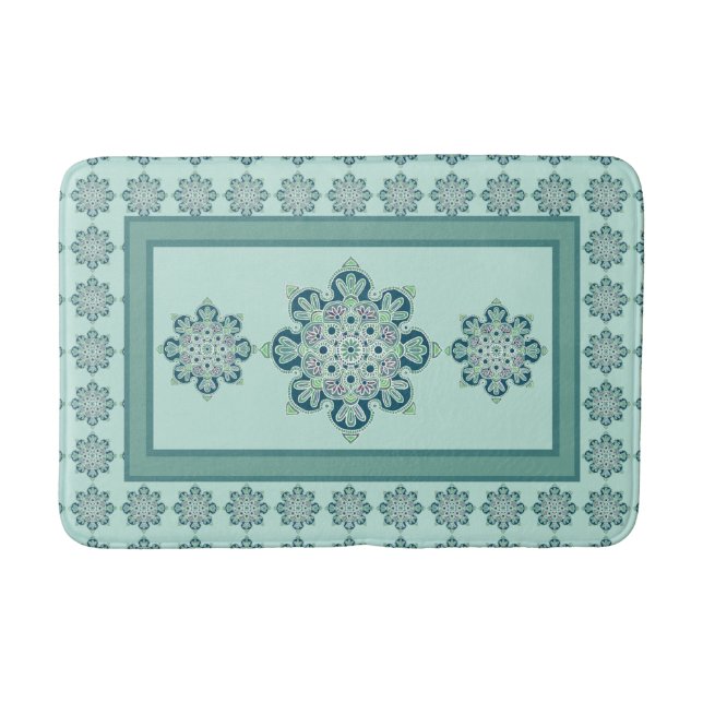 Tapis de bain avec médaillon vert design (Devant)