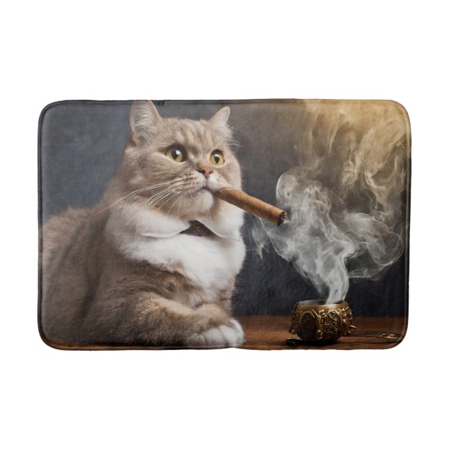 Tapis de Bain Awesome Cat Fumant un Cigare ! (Devant)