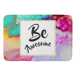 Tapis De Bain Awesome rose et turquoise Aquarelle Abstraite