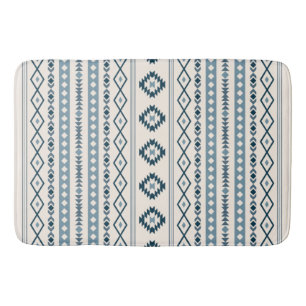 Tapis De Bain Aztec Blues Crème Mixte Motifs V Motif Mat Bain