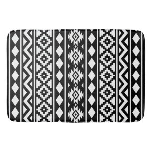 Tapis De Bain Aztec Essence Vertical Ptn III Blanc sur Noir